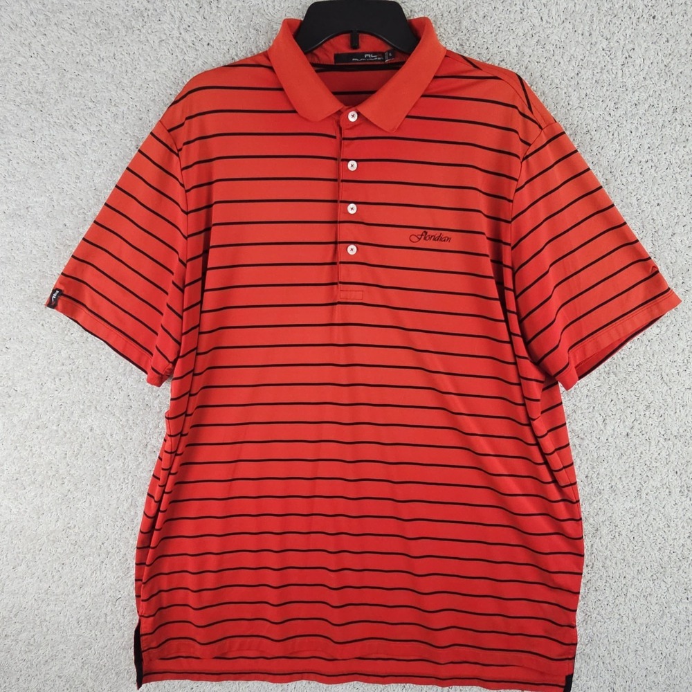 RLX Ralph Lauren Floridian Polo Golf Shirt‎ Men's XL Wicking Red Black Stripes